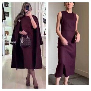NWT ZARA ZW COLLECTION WOOL DRESS BURGUNDY 2259/614 Sz-M/L